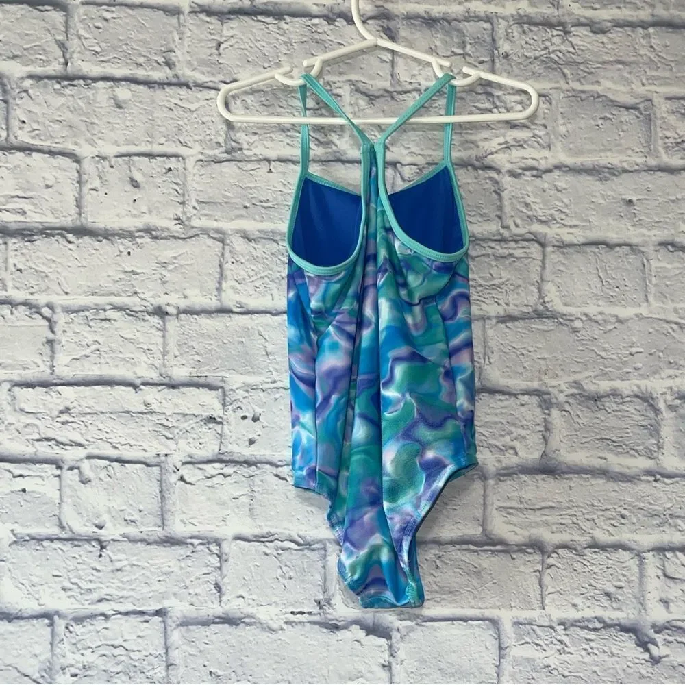 Hurley Girls Youth One-Piece Water Color Swimsuit UPF 50+ 5/6.